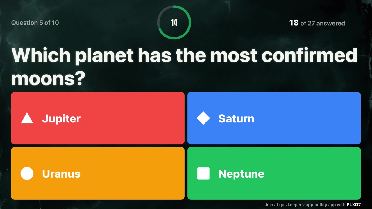QuizKeepers question on a classroom TV