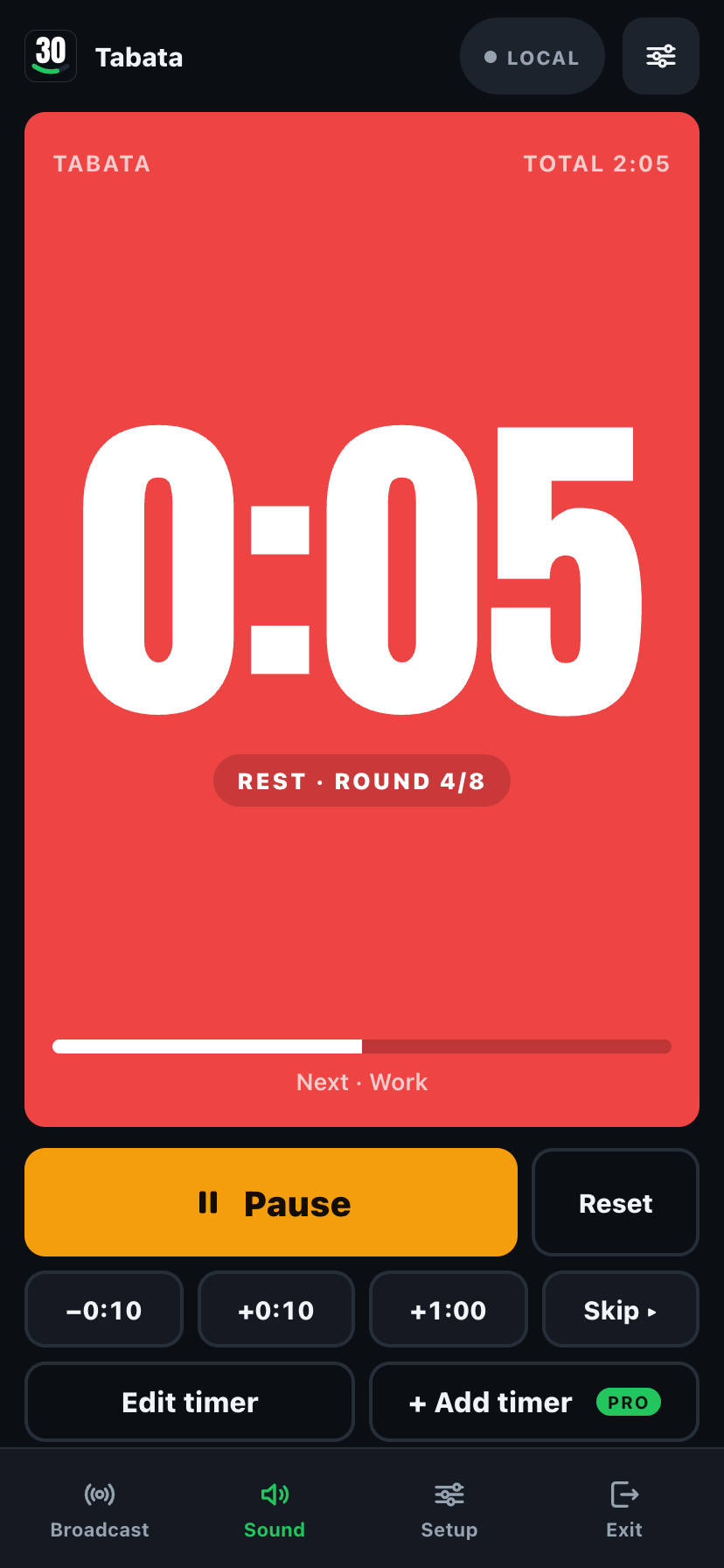 ClockKeepers custom interval builder with segments, colours and rounds
