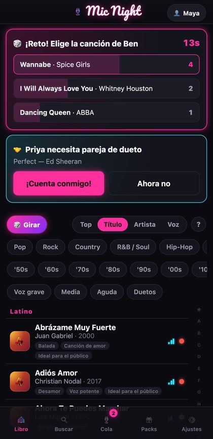 Una votación de reto en vivo: la sala elige la canción de Ben entre tres opciones