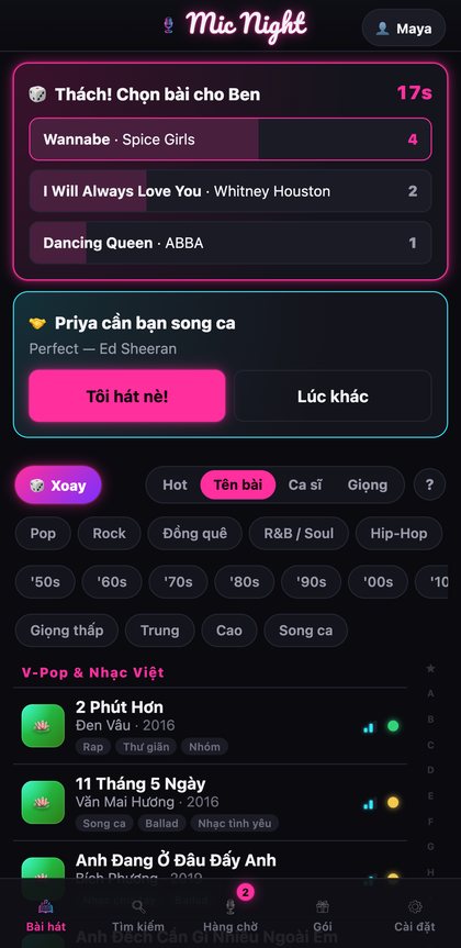 Một lượt bình chọn thách đấu trực tiếp, cả phòng chọn bài cho Ben từ ba lựa chọn