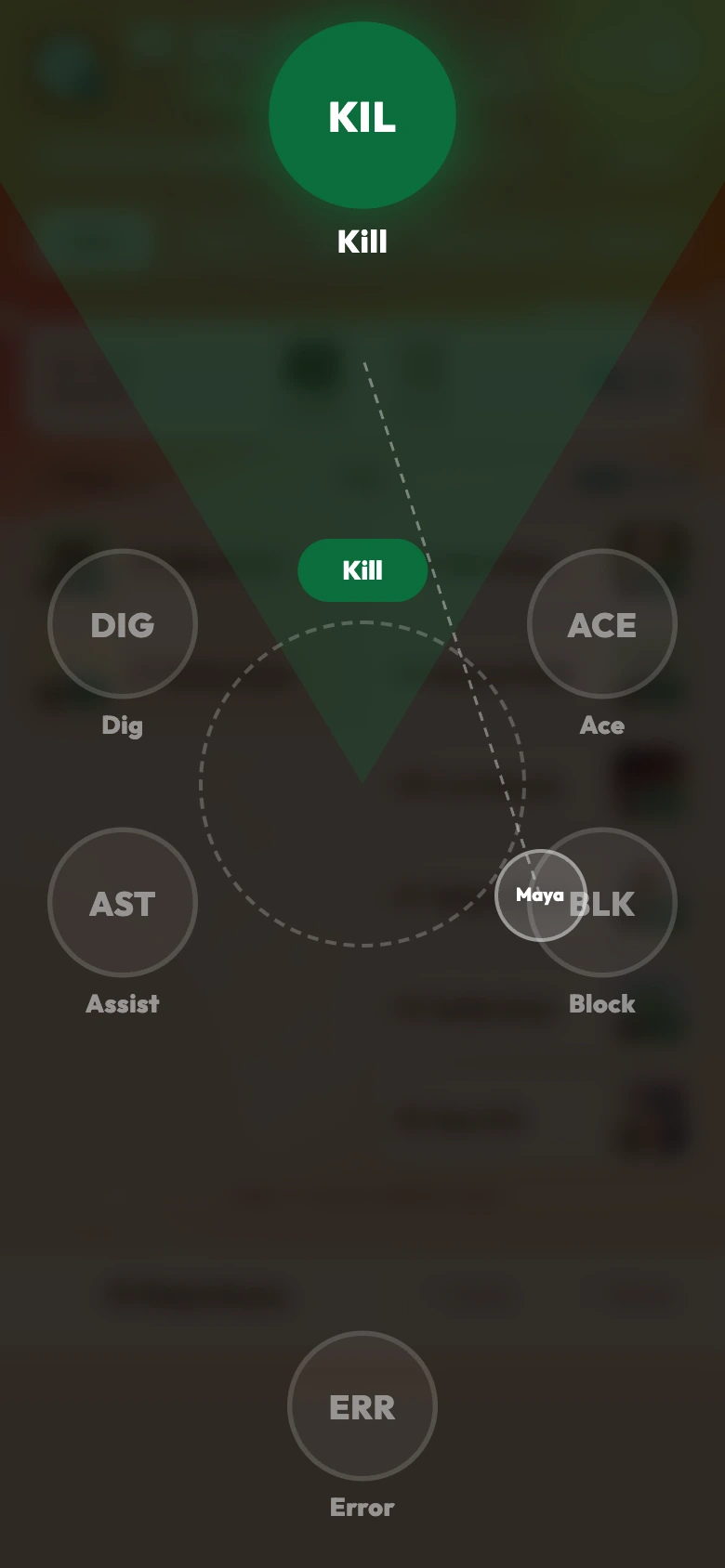 Hold a player and flick to the stat to log it in one motion
