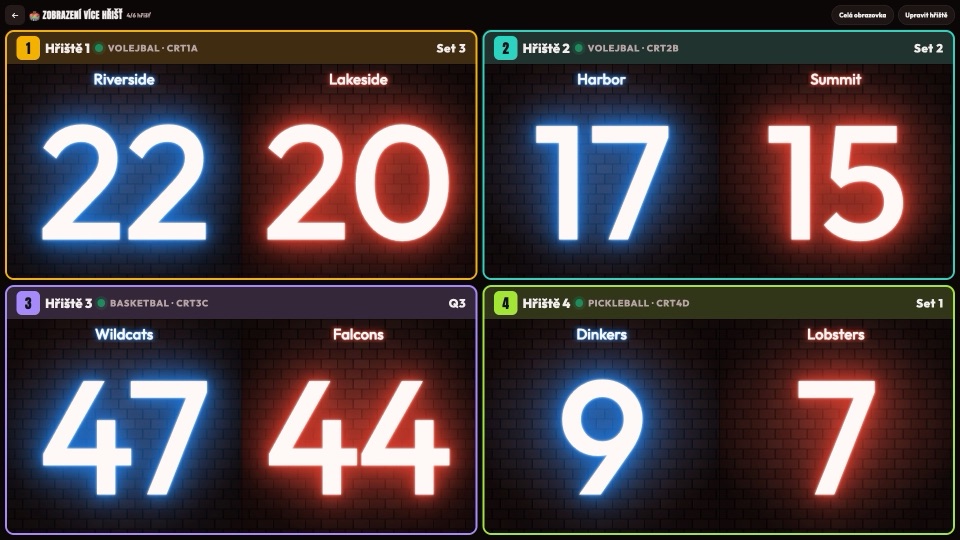 Čtyři hřiště ve skinu Neon