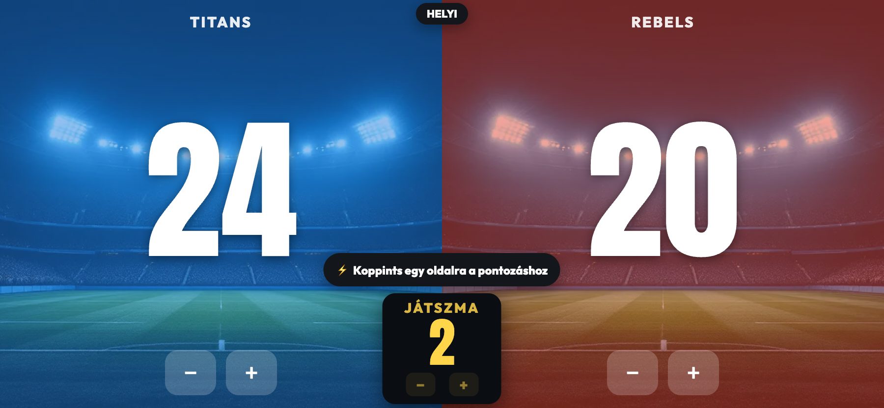 Stadion stílus, reflektorfényes gyep, ScoreKeepers Pro