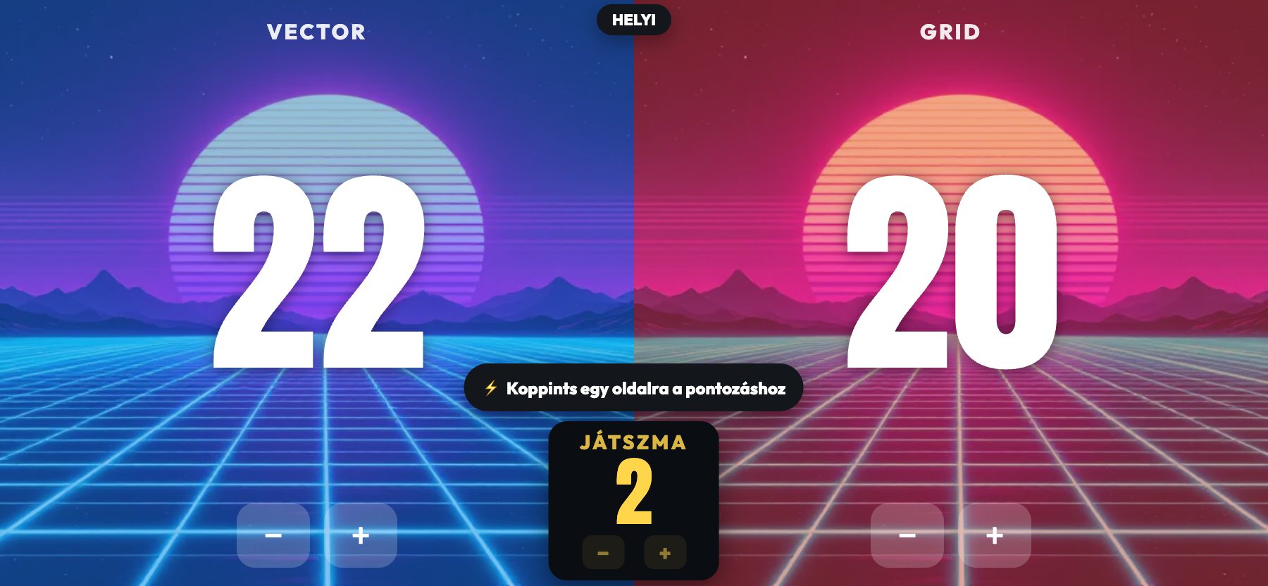 Synthwave stílus, retro neonrács, ScoreKeepers Pro