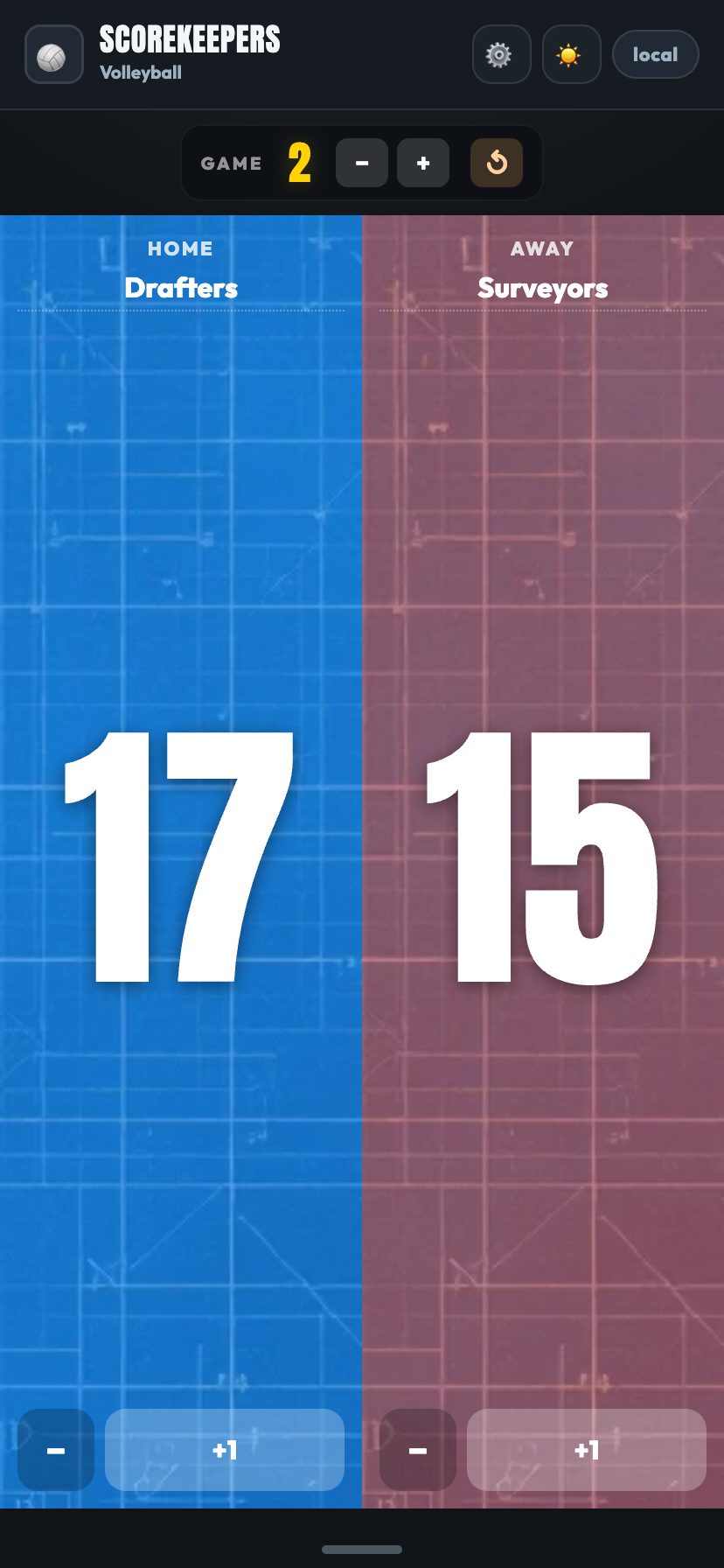 Blueprint style, technical drafting, ScoreKeepers Pro