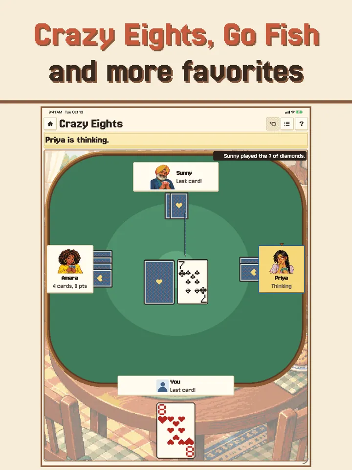 A casual card game with companions
