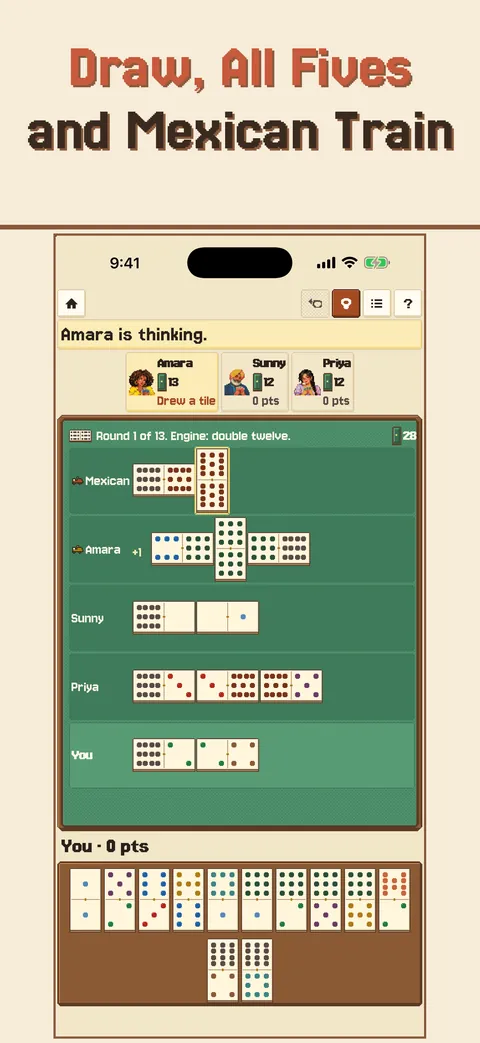 A line of dominoes on the table