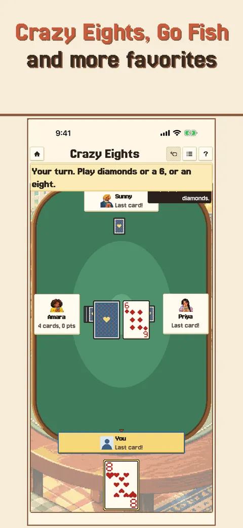 A casual card game with companions
