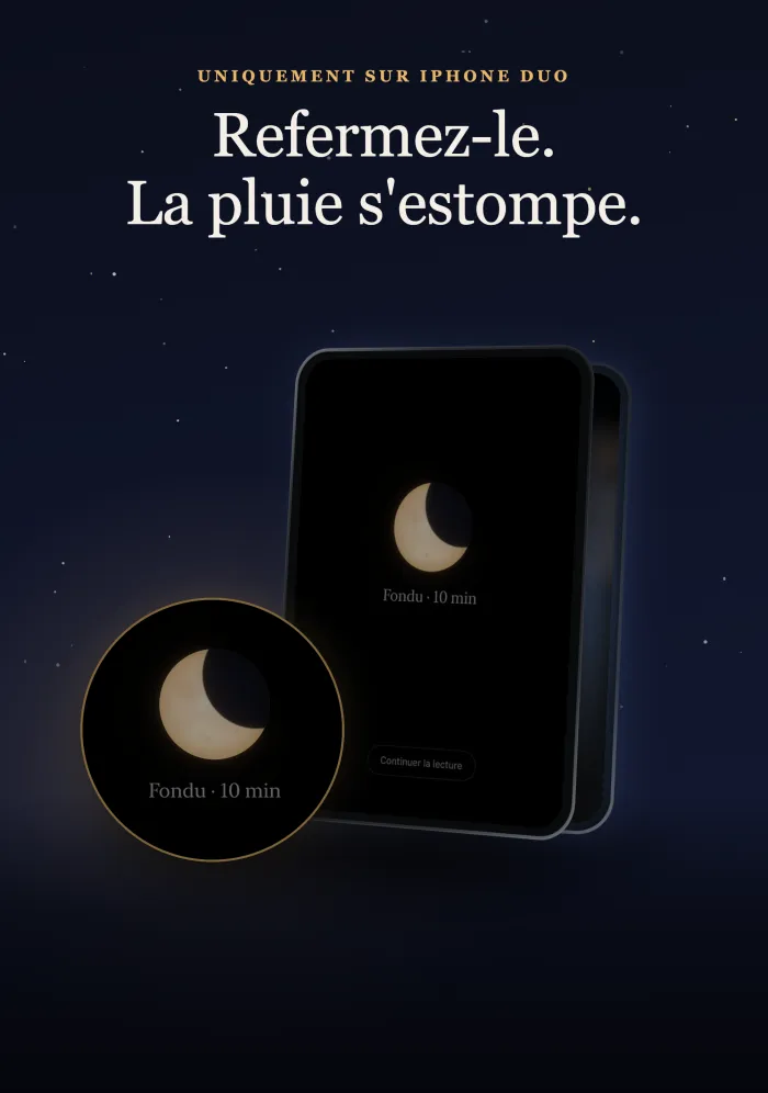 Softfall sur iPhone Duo, fermez le volet et le son s’estompe