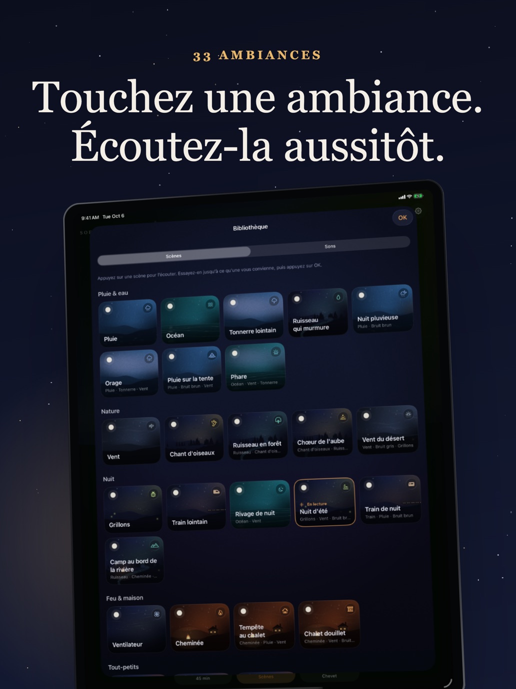 Les ambiances Softfall sur iPad