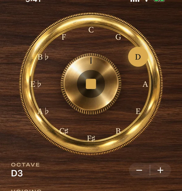 Drone key wheel in the Heritage skin with a brass rim