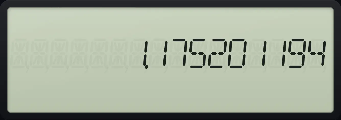 Result of the example "Hyperbolic sine" The display shows: 1.175201194.
