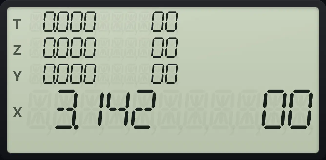 SCI 3: π as a mantissa with a power of ten. The display shows: 0.000 00 / 0.000 00 / 0.000 00 / 3.142 00.