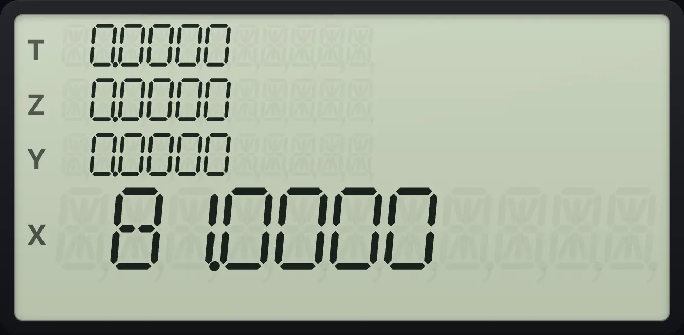 Result of the example "A subroutine used twice" The display shows:  0.0000 /  0.0000 /  0.0000 /  81.0000.