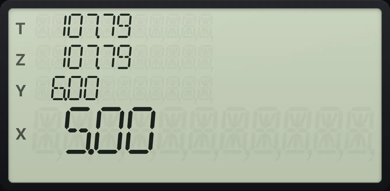 Result of the example "Yield from a price of 107.7947" The display shows:  107.79 /  107.79 /  6.00 /  5.00.