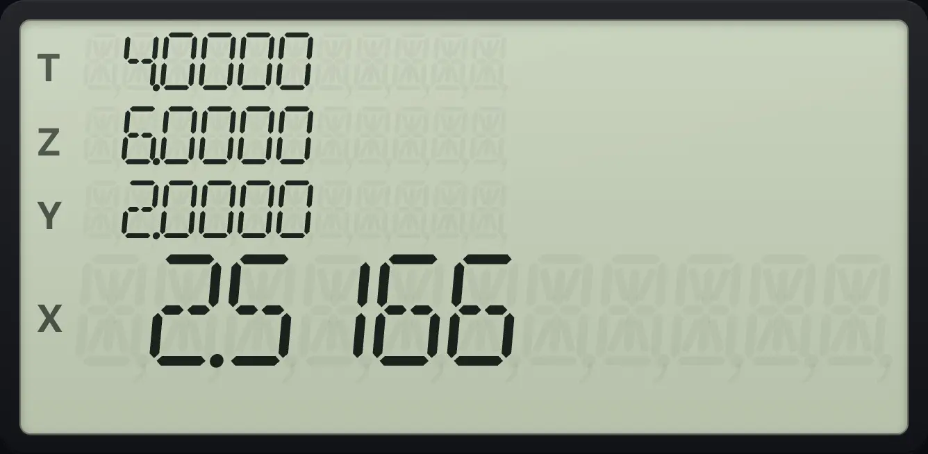 Result of the example "Standard deviation" The display shows: 4.0000 / 6.0000 / 2.0000 / 2.5166.