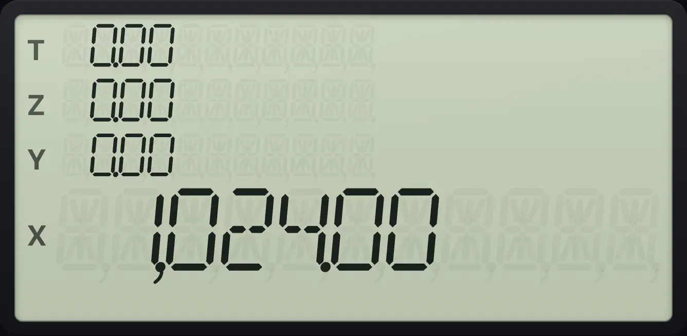 Result of the example "2 to the power 10" The display shows:  0.00 /  0.00 /  0.00 /  1,024.00.