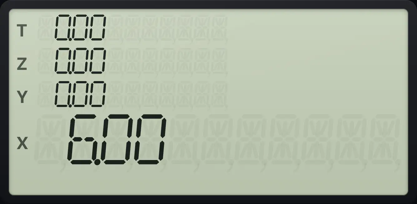 Result of the example "The same program on 5" The display shows: 0.00 / 0.00 / 0.00 / 6.00.