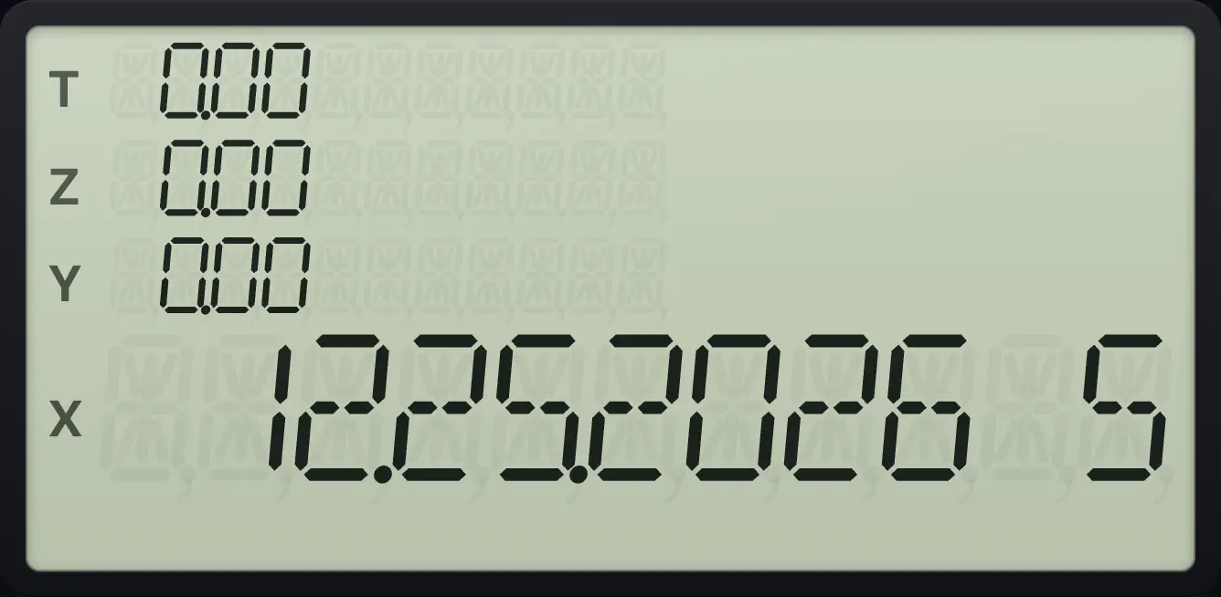 Result of the example "193 days after 15 June 2026" The display shows: 12.25.2026 5 / 0.00 / 0.00 / 0.00 / 12.25.
