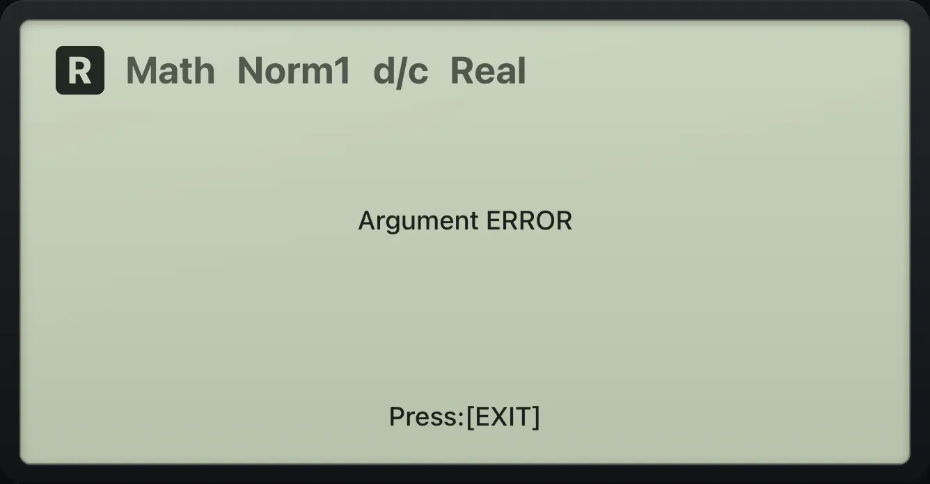 Result of the example "Argument error" The display shows: Argument ERROR / Press:[EXIT].
