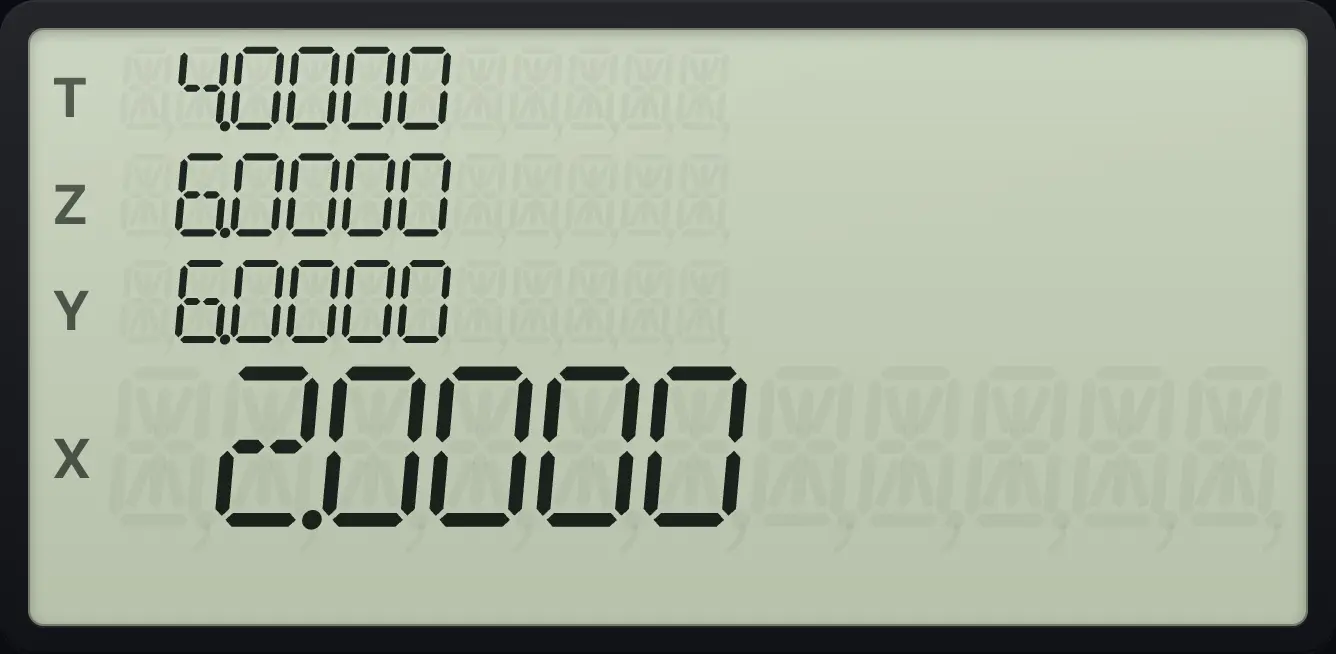 Result of the example "Remove a point" The display shows: 4.0000 / 6.0000 / 6.0000 / 2.0000.