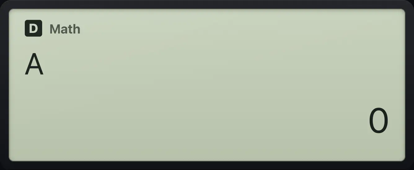 Result of the example "Clear variable A" The display shows: A / 0.