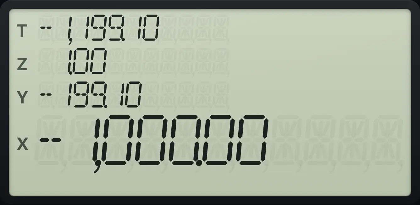 Result of the example "A single payment" The display shows: -1,199.10 / 1.00 / -199.10 / -1,000.00.