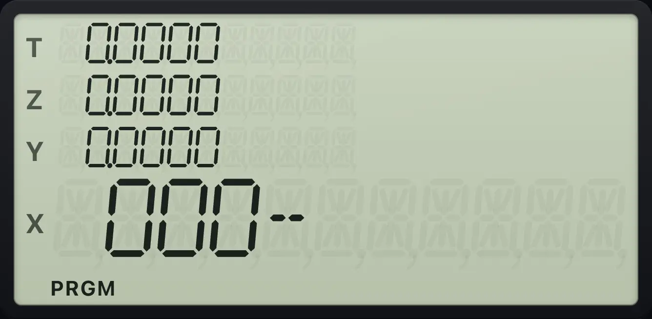 Stepping back with BST to line 001: 42,21,11 is f LBL A. The display shows:  000- /  0.0000 /  0.0000 /  0.0000 /  0.0000.