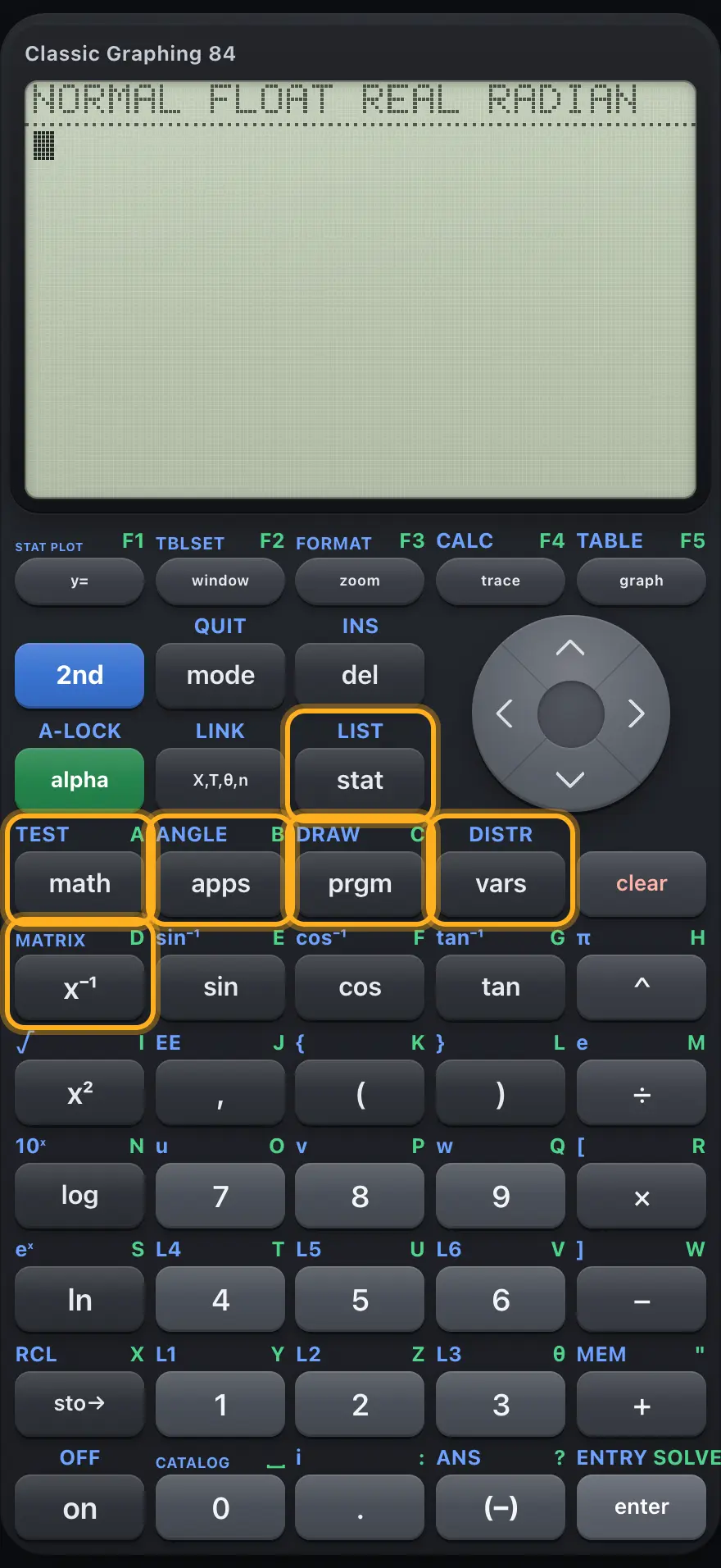 The menu keys are highlighted.