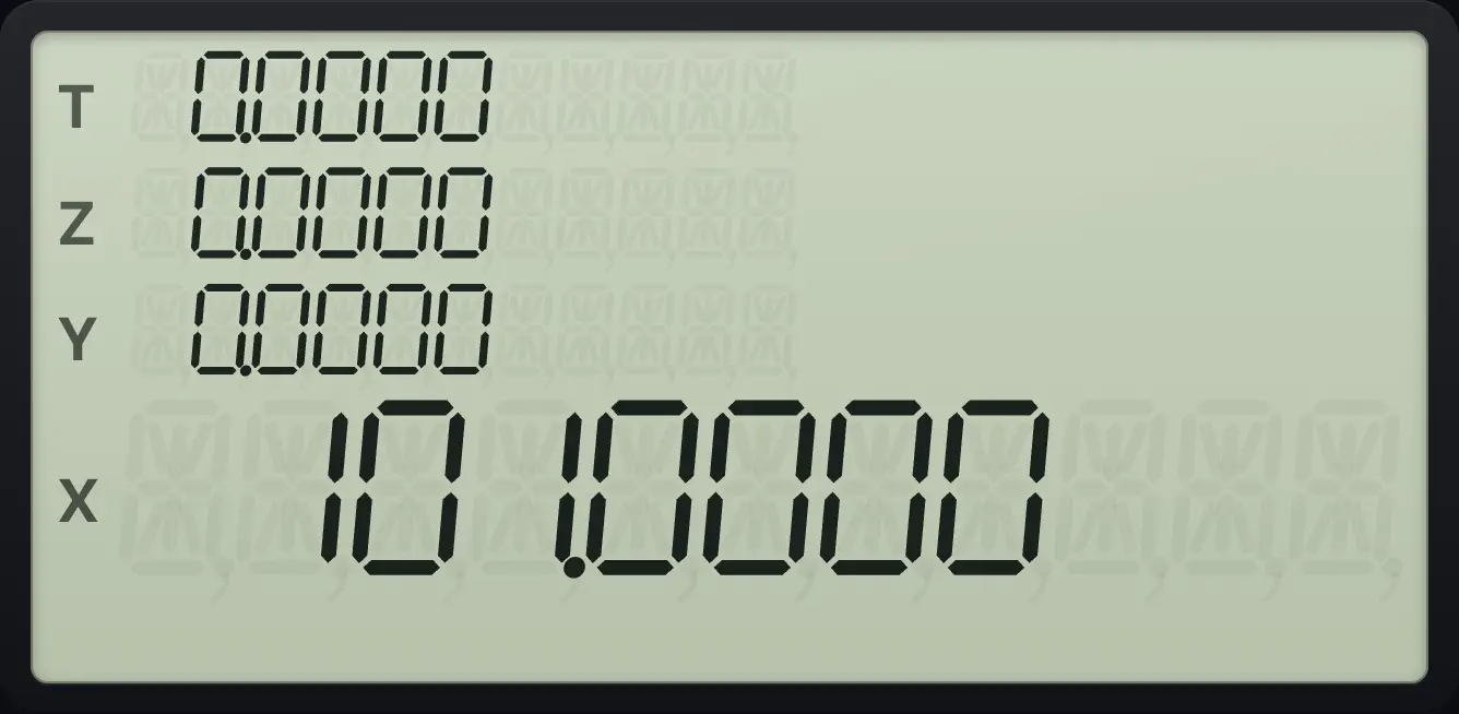 Result of the example "Run it twice in a row" The display shows:  0.0000 /  0.0000 /  0.0000 /  101.0000.