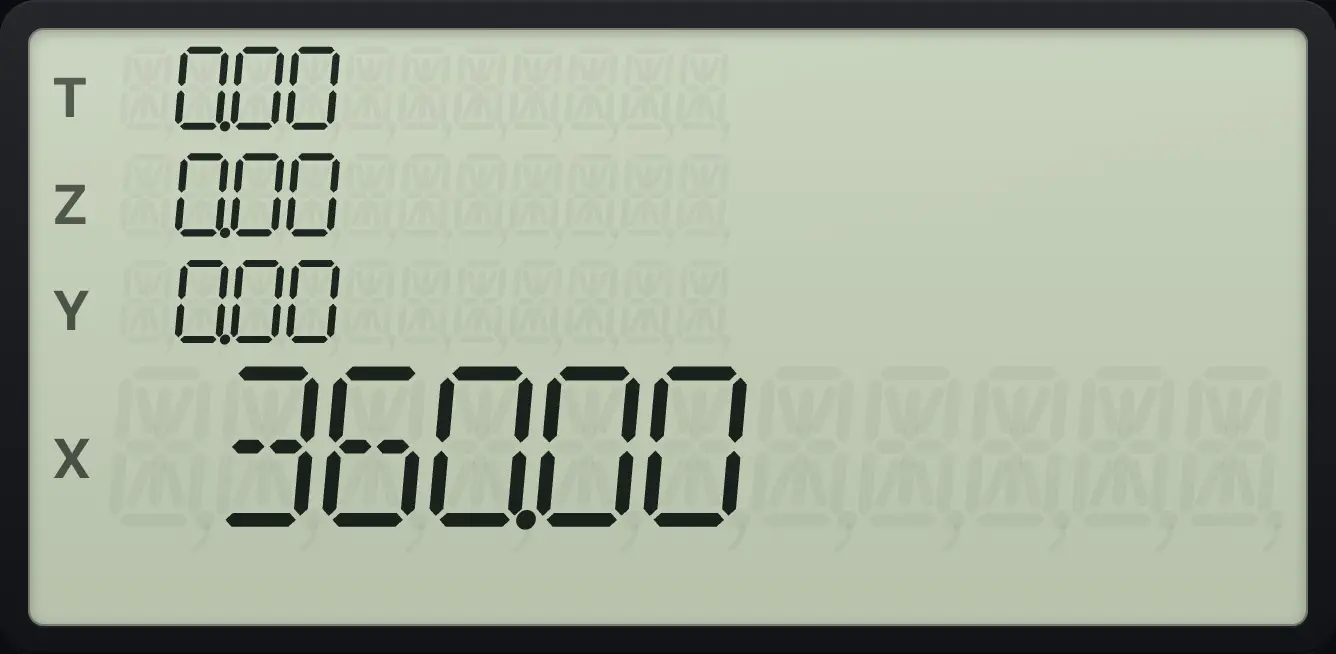 Result of the example "Convert 30 years to months" The display shows:  0.00 /  0.00 /  0.00 /  360.00.