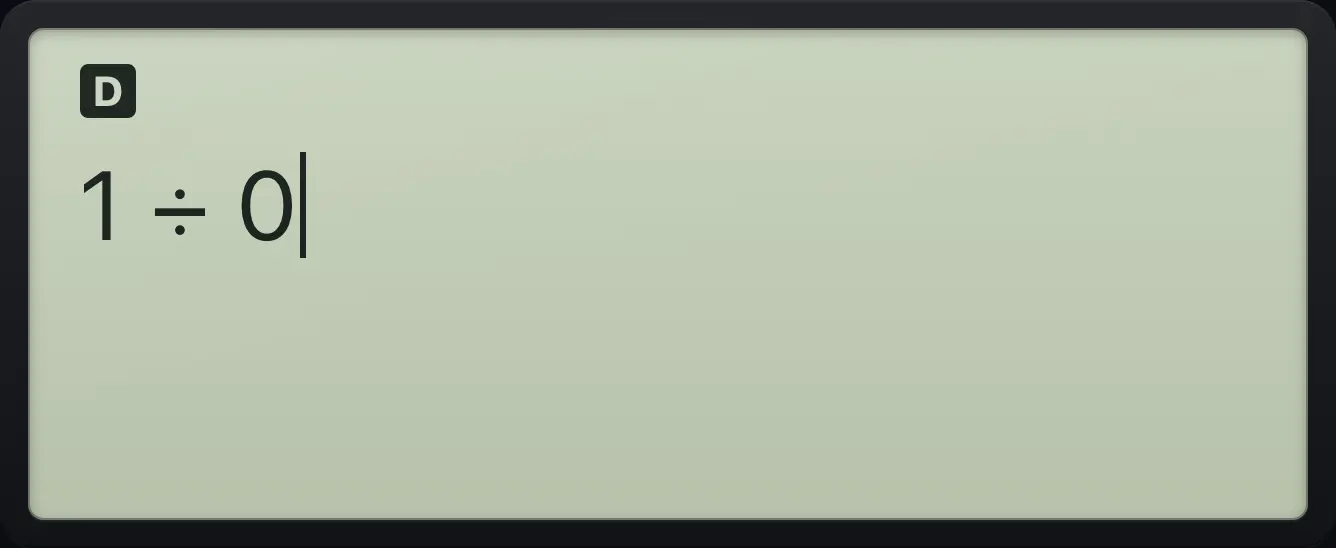 Result of the example "Edit the entry after an error" The display shows: 1÷0.