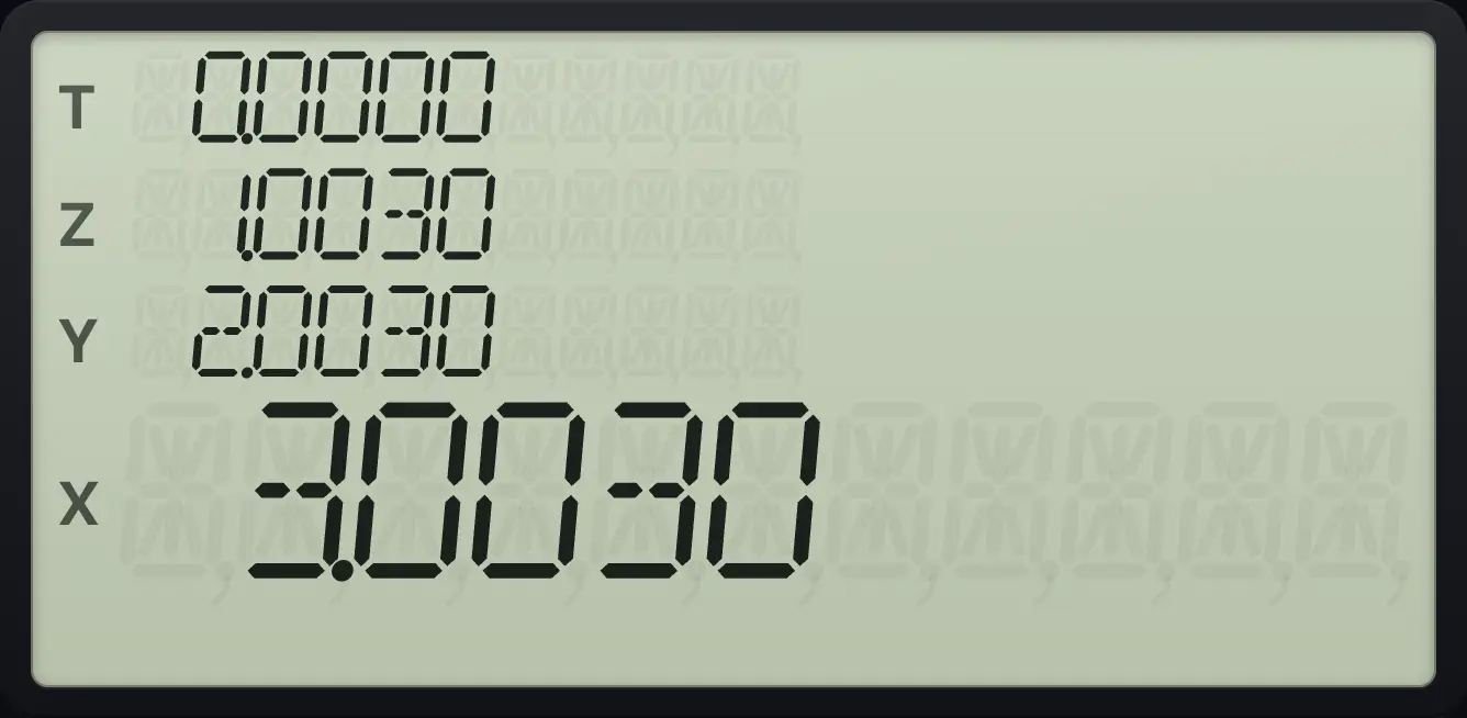Result of the example "Watch the counter move" The display shows:  0.0000 /  1.0030 /  2.0030 /  3.0030.