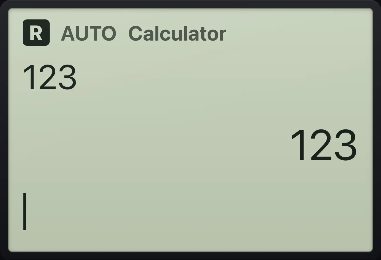 Result of the example "Insert a missing digit" The display shows: 123 / 123.