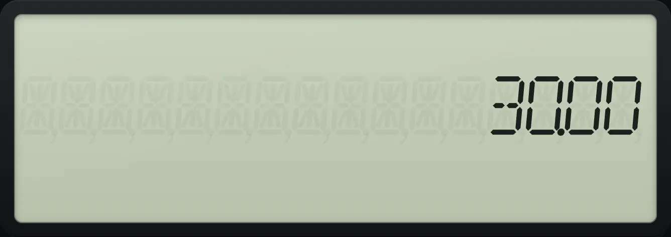 Result of the example "Inverse sine" The display shows: 30.00.