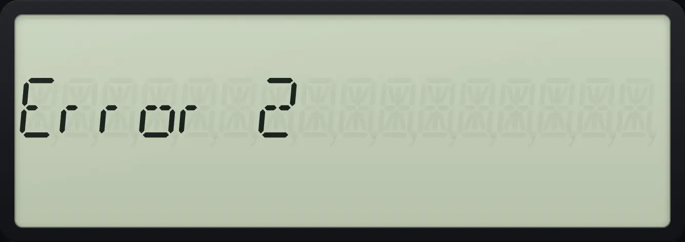 Result of the example "Divide by zero" The display shows: Error 2.
