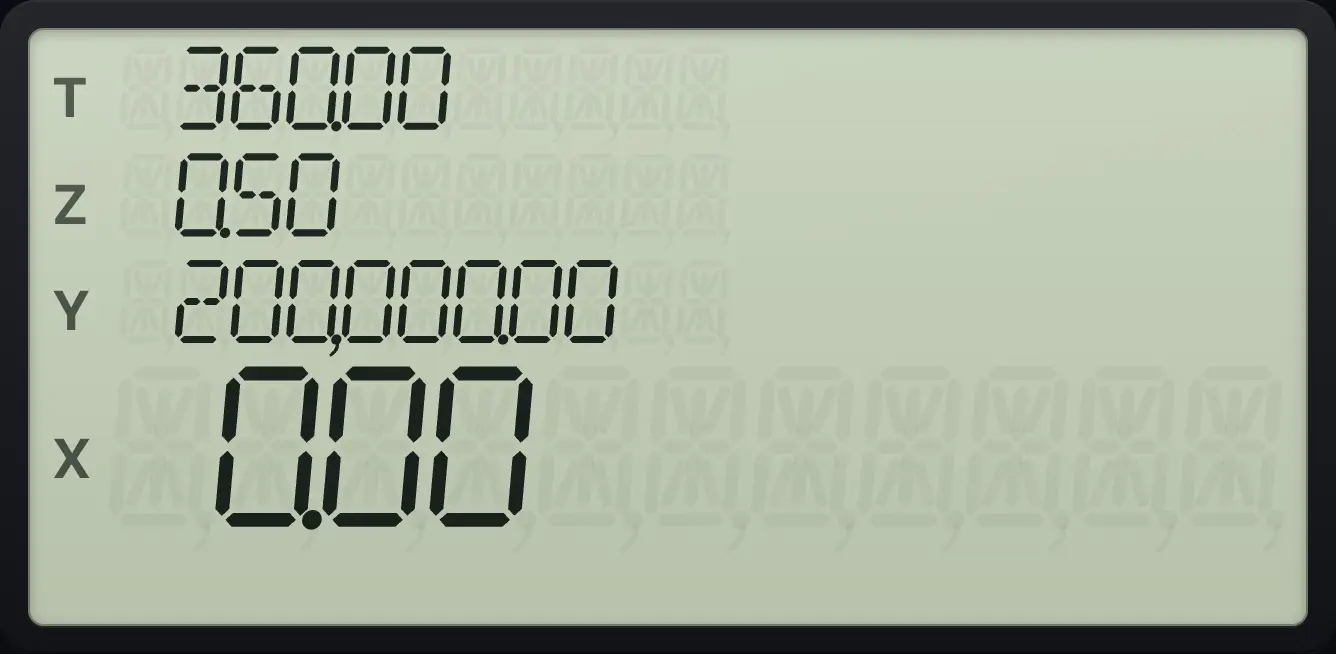 The loan is set up: the last value stored (FV = 0) is on the display. The display shows:  360.00 /  0.50 /  200,000.00 /  0.00.