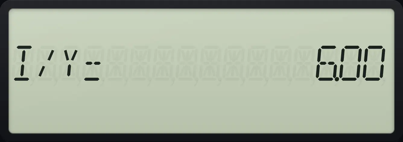 Storing the rate: the label I/Y shows the stored value. The display shows: I/Y= 6.00.