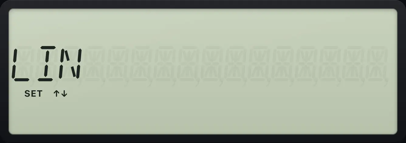 The STAT worksheet starts at the method line. The display shows: LIN.