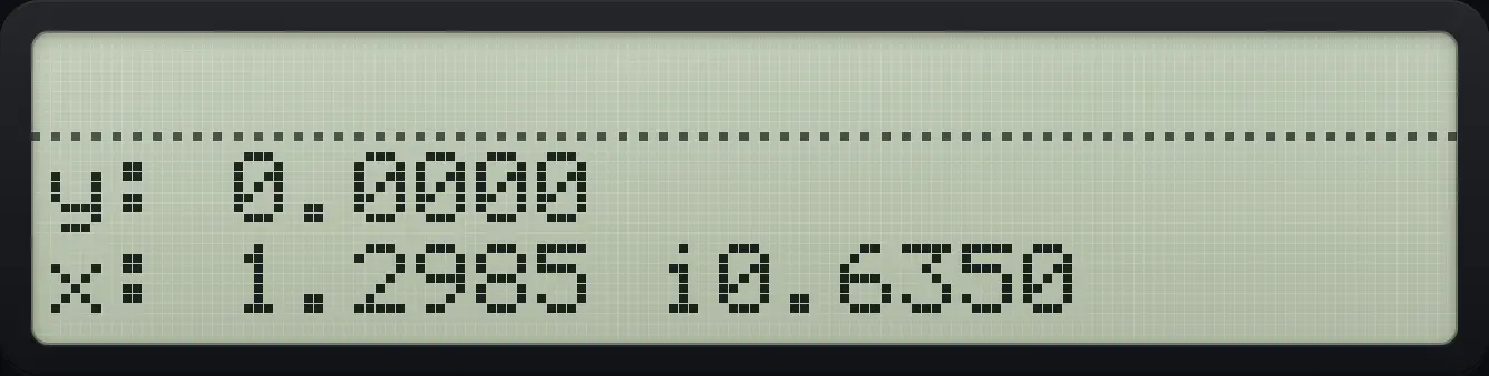 Result of the example "Complex sine" The display shows: y: 0.0000 / x: 1.2985 i0.6350.