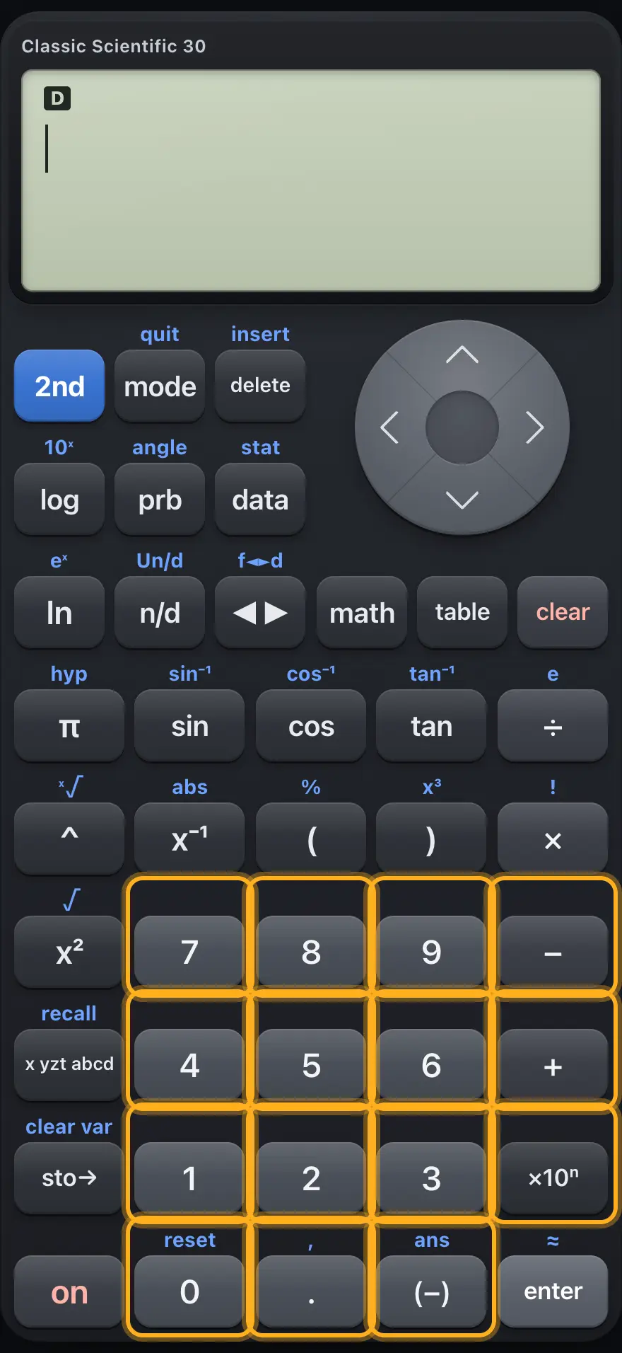 Digits and operators.