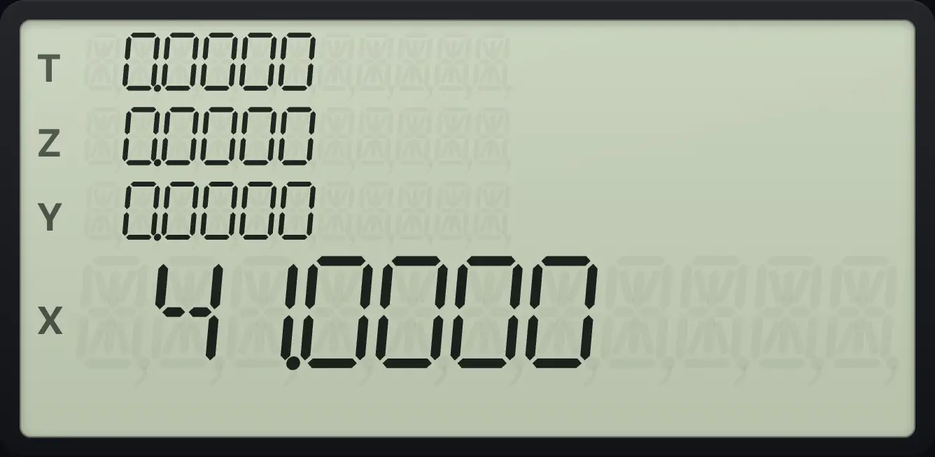 Result of the example "A program that calls a subroutine" The display shows:  0.0000 /  0.0000 /  0.0000 /  41.0000.