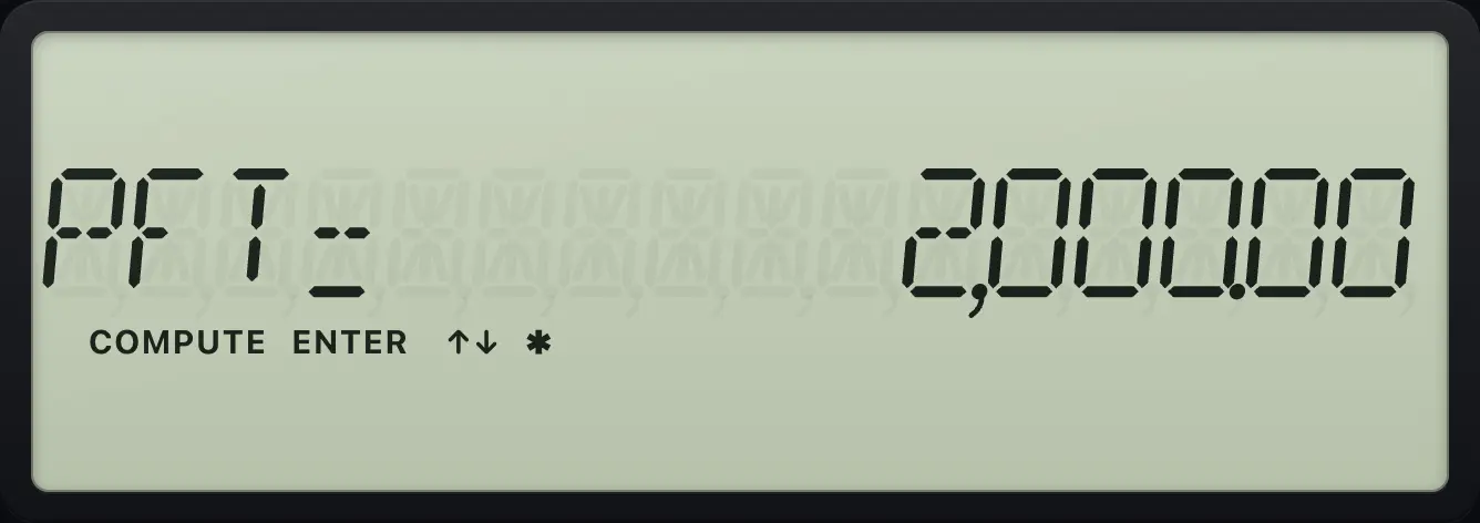 Result of the example "Profit at 1,000 units" The display shows: PFT=      2,000.00.