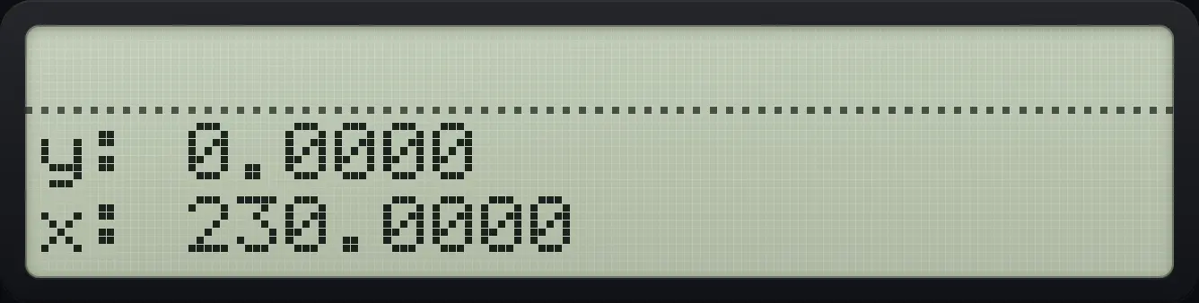 Result of the example "Add 15 percent" The display shows: y: 0.0000 / x: 230.0000.