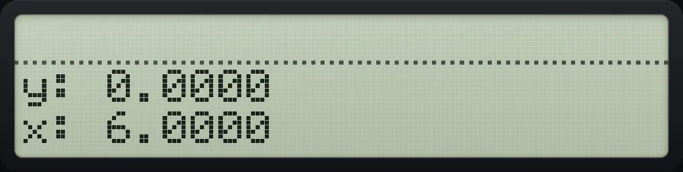 Result of the example "Subtract: 10 minus 4" The display shows: y: 0.0000 / x: 6.0000.