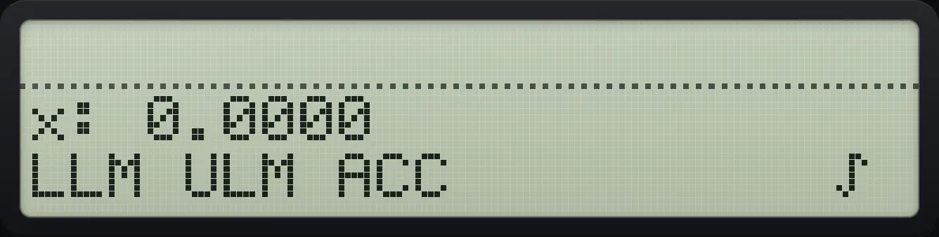 The integration limits menu: LLIM, ULIM, ACC and the integrate key. The display shows: x: 0.0000 / LLM ULM ACC ∫ .