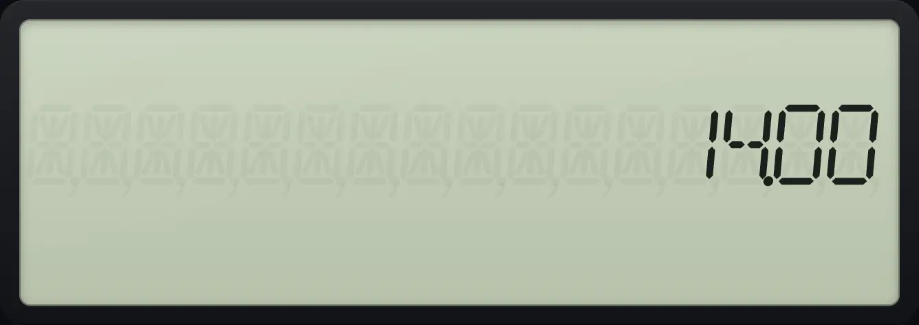 Result of the example "AOS method" The display shows: 14.00.