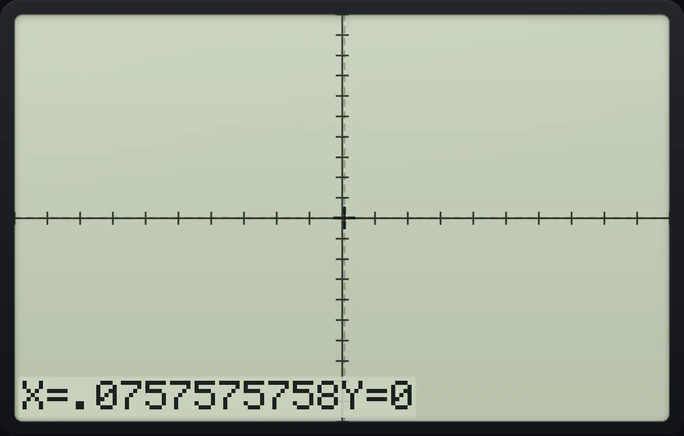 Result of the example "Read the coordinates under the cursor" The display shows: X=.0757575758Y=0.