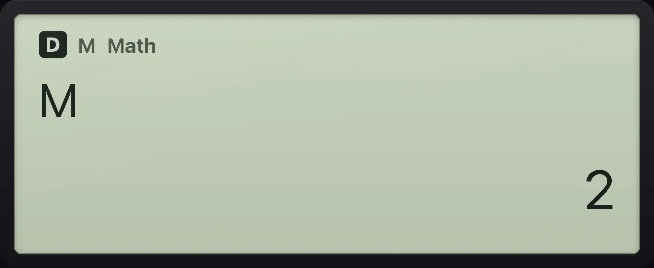Result of the example "Subtract from M" The display shows: M / 2.