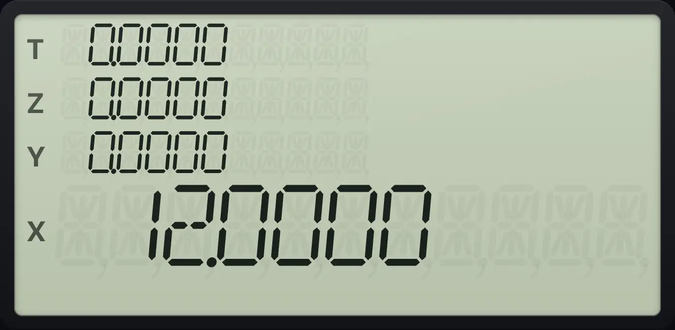 Result of the example "Square root of 144" The display shows: 0.0000 / 0.0000 / 0.0000 / 12.0000.